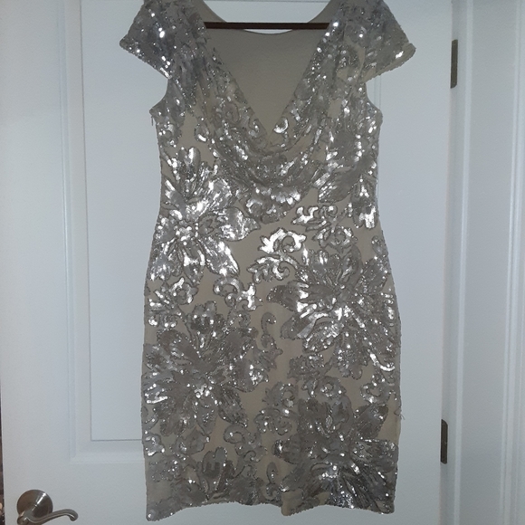 CALVIN KLEIN SEQUIN COCKTAIL DRESS SZ 14 - Picture 5 of 5
